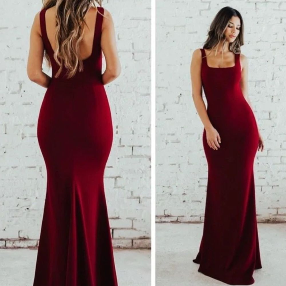 Katie May Lucy Gown Burgundy Sleeveless Scoop Neck Maxi Dress Size 4